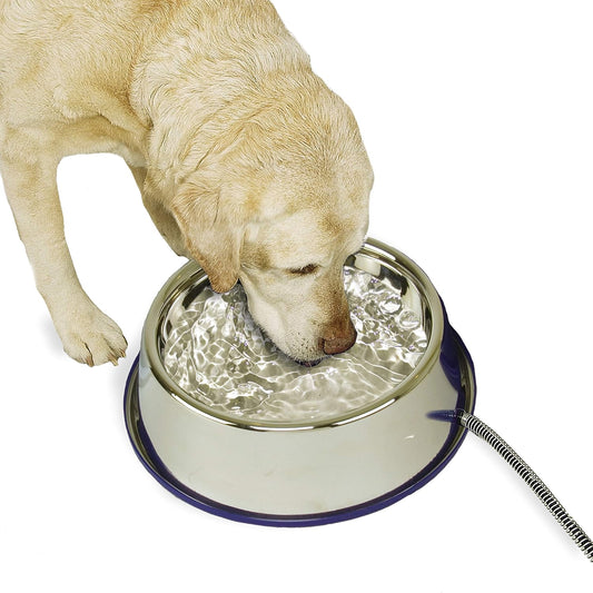 Thermal-Bowl Heated Water Bowl for Cats & Dogs Outside, Safety Listed Outdoor Heated Dog Dish for Pets, Automatic No Freeze, anti Chew Cord - 102 Ounces Stainless 25W | Outdoor Water Stays Unfrozen in Winter. Outdoor Heated Dog Dish for Pets, Automatic No