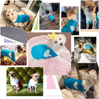 Dog Sweaters Classic Knitwear, Turtleneck Winter Warm Pet Puppy Clothes | Cute Heart Pattern, Lightweight & Warm Knitted Winter Sweater, Cold Weather Coat, Great for Daily Wear, Easy on & Off